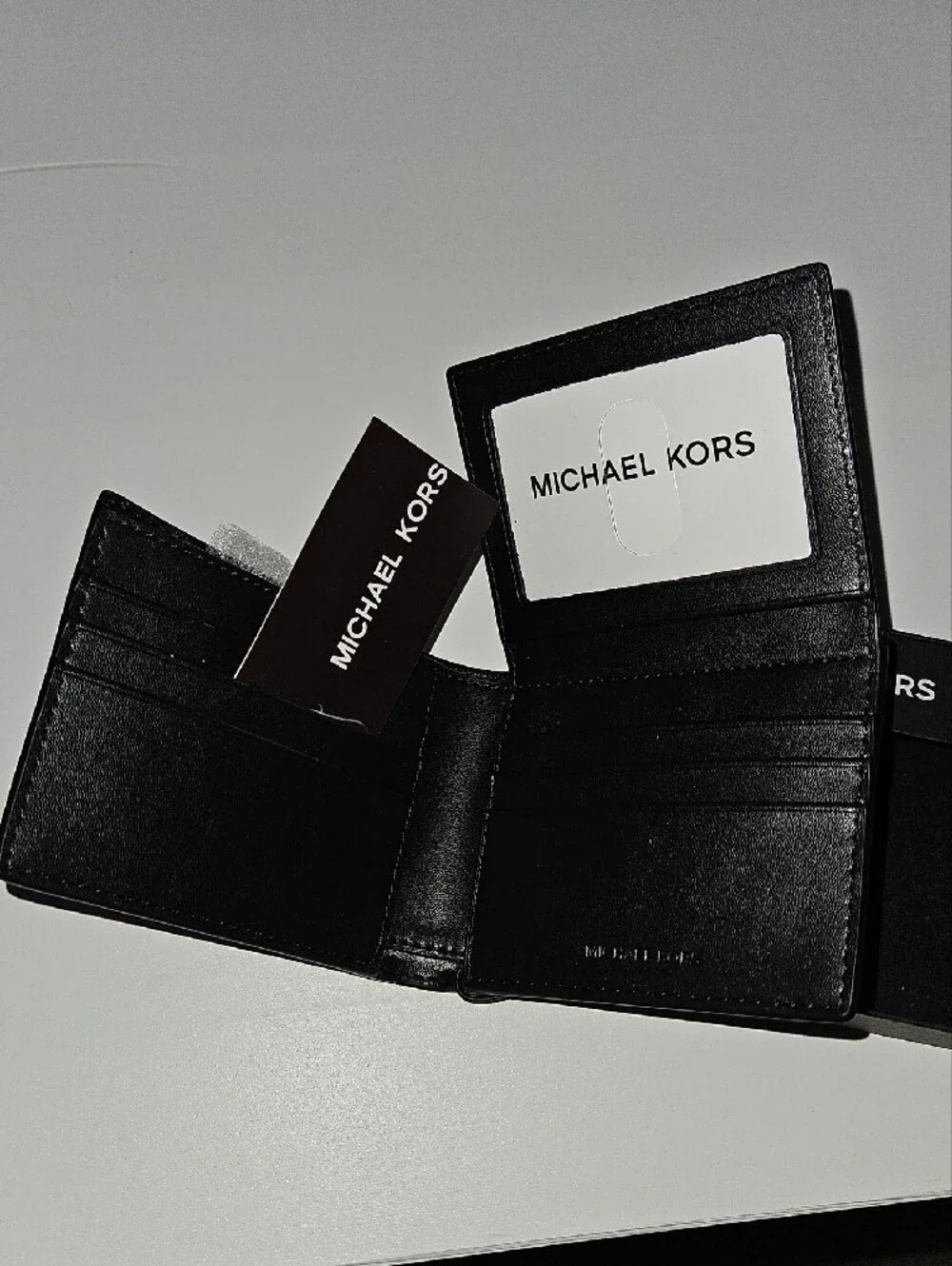 Michael Kors Jet Set Black MK Logo Monogram Slim Bifold Wallet Men's NWT Box